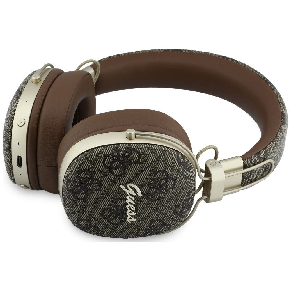 Безжични слушалки Bluetooth Guess Metal 4G Script Logo, A2DP, Кафяви