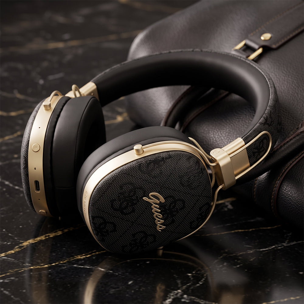 Безжични слушалки Bluetooth Guess Metal 4G Script Logo, A2DP, Кафяви