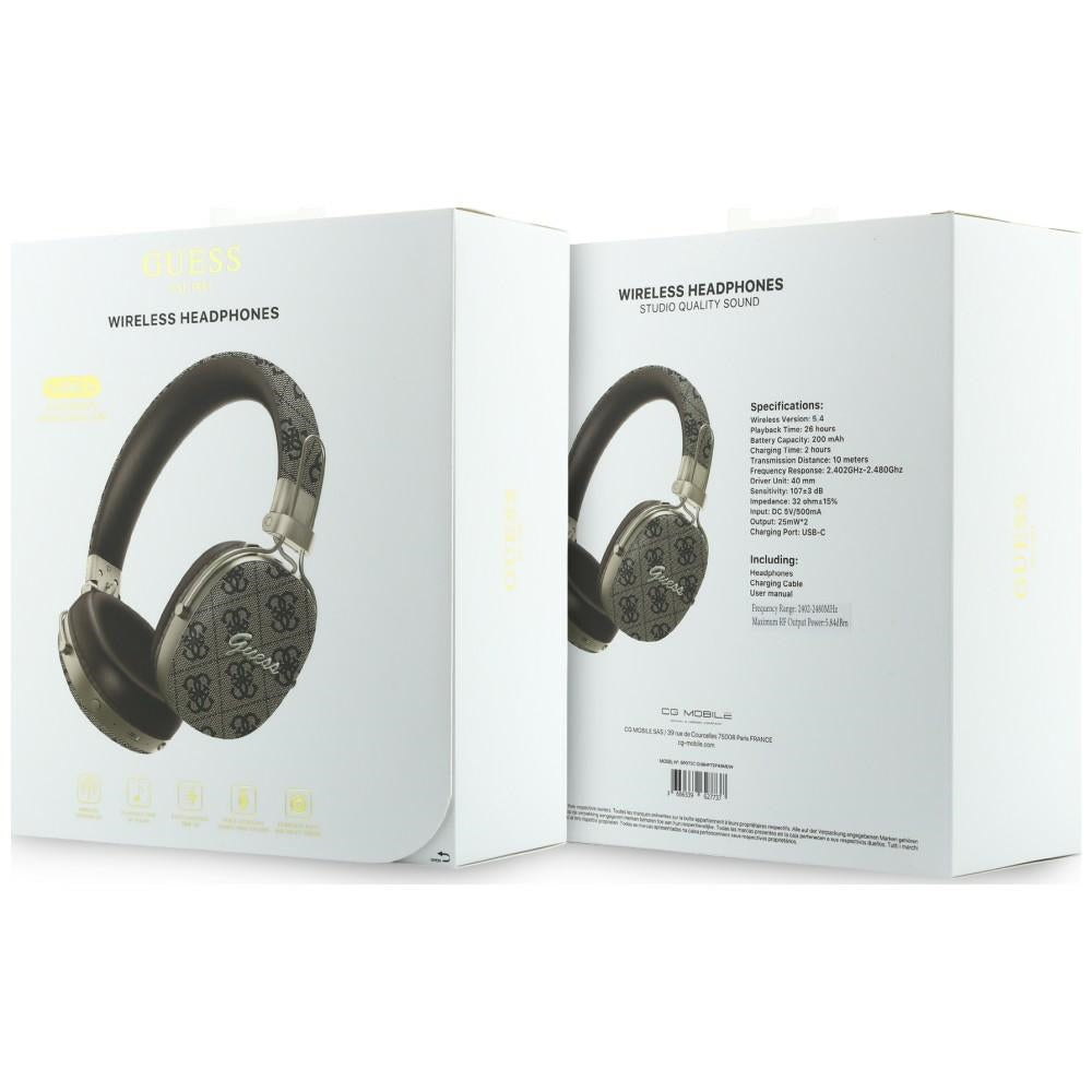Безжични слушалки Bluetooth Guess Metal 4G Script Logo, A2DP, Кафяви