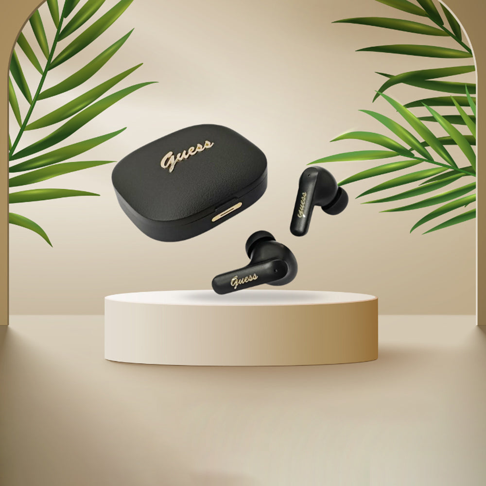 Handsfree Bluetooth Guess Script Metal Logo, TWS, Черен