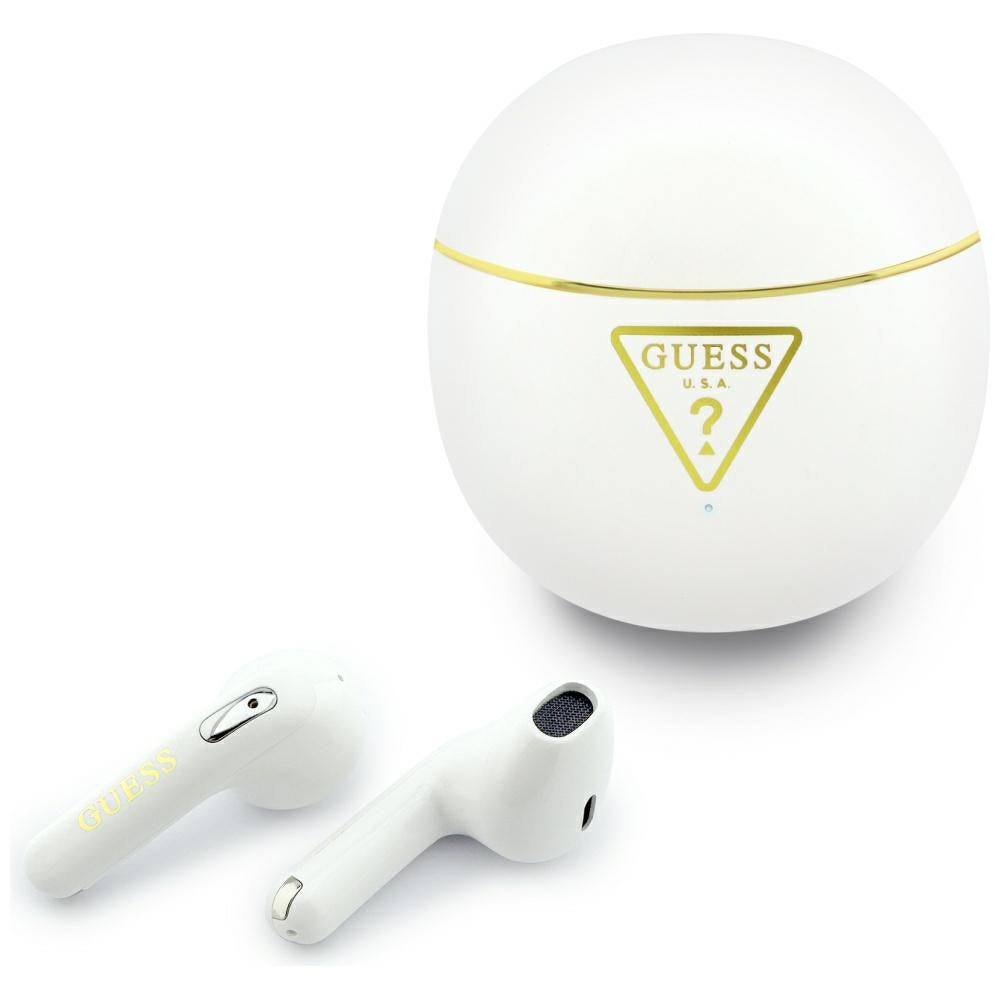 Handsfree Bluetooth Guess Script Print, TWS, Бял