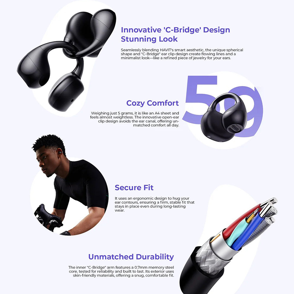 Handsfree Bluetooth HAVIT OWS916, TWS, Черен