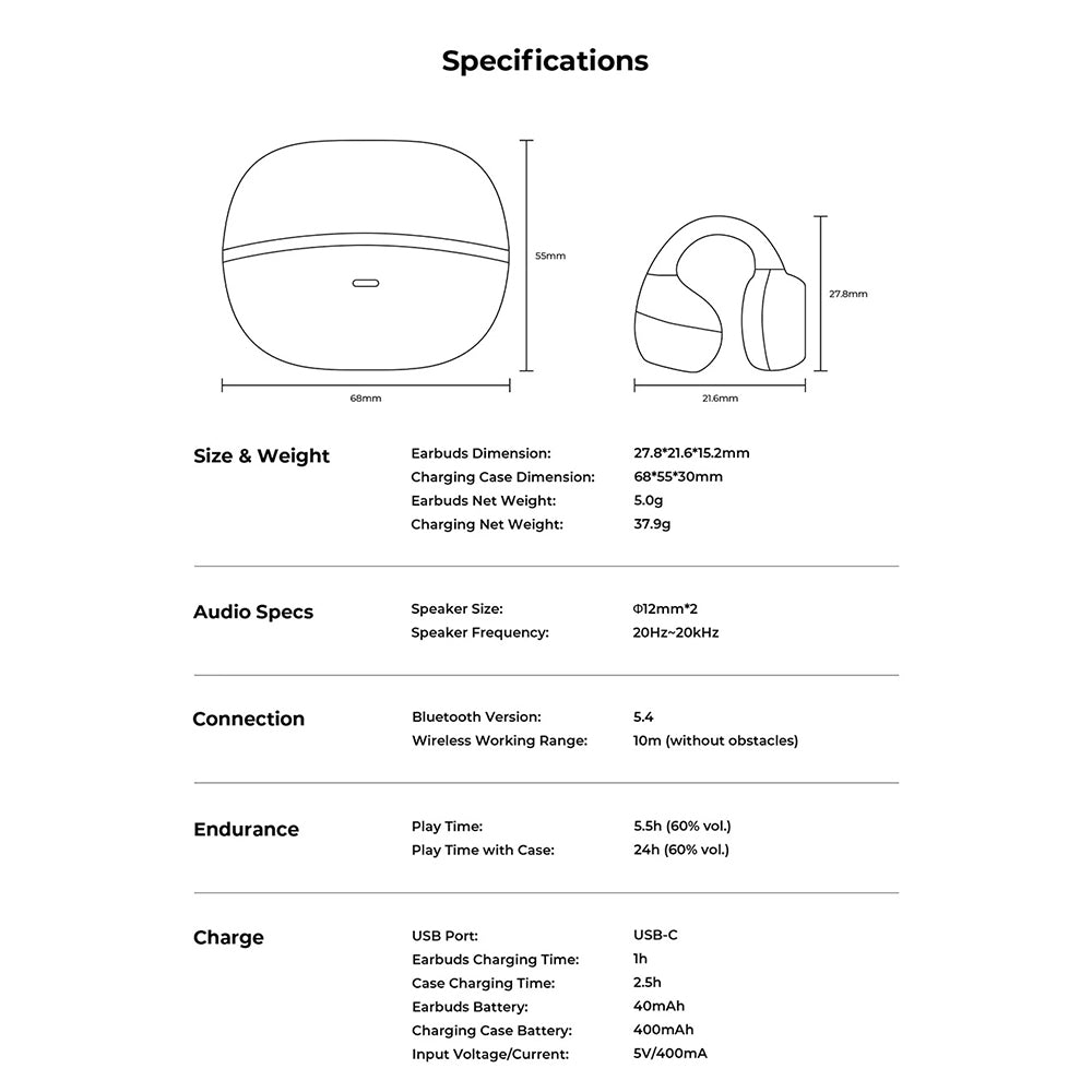 Handsfree Bluetooth HAVIT OWS916, TWS, Черен