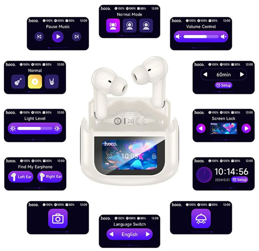 Handsfree Bluetooth HOCO EQ21, TWS, ANC, Бял