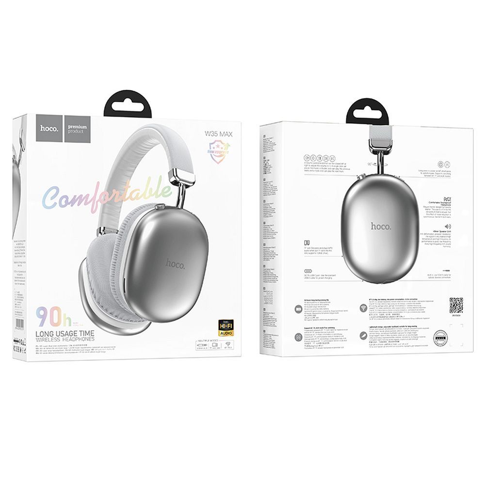 HOCO W35 Max Bluetooth хендсфри, A2DP, сребрист