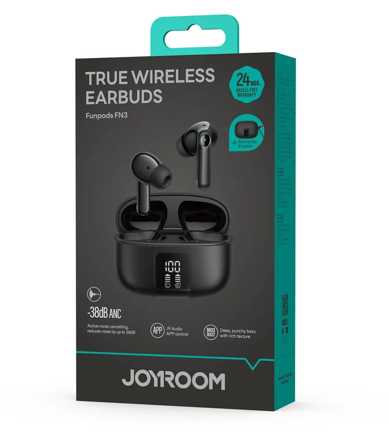 Bluetooth слушалки Joyroom Funpods JR-FN3, TWS, ANC, Черен
