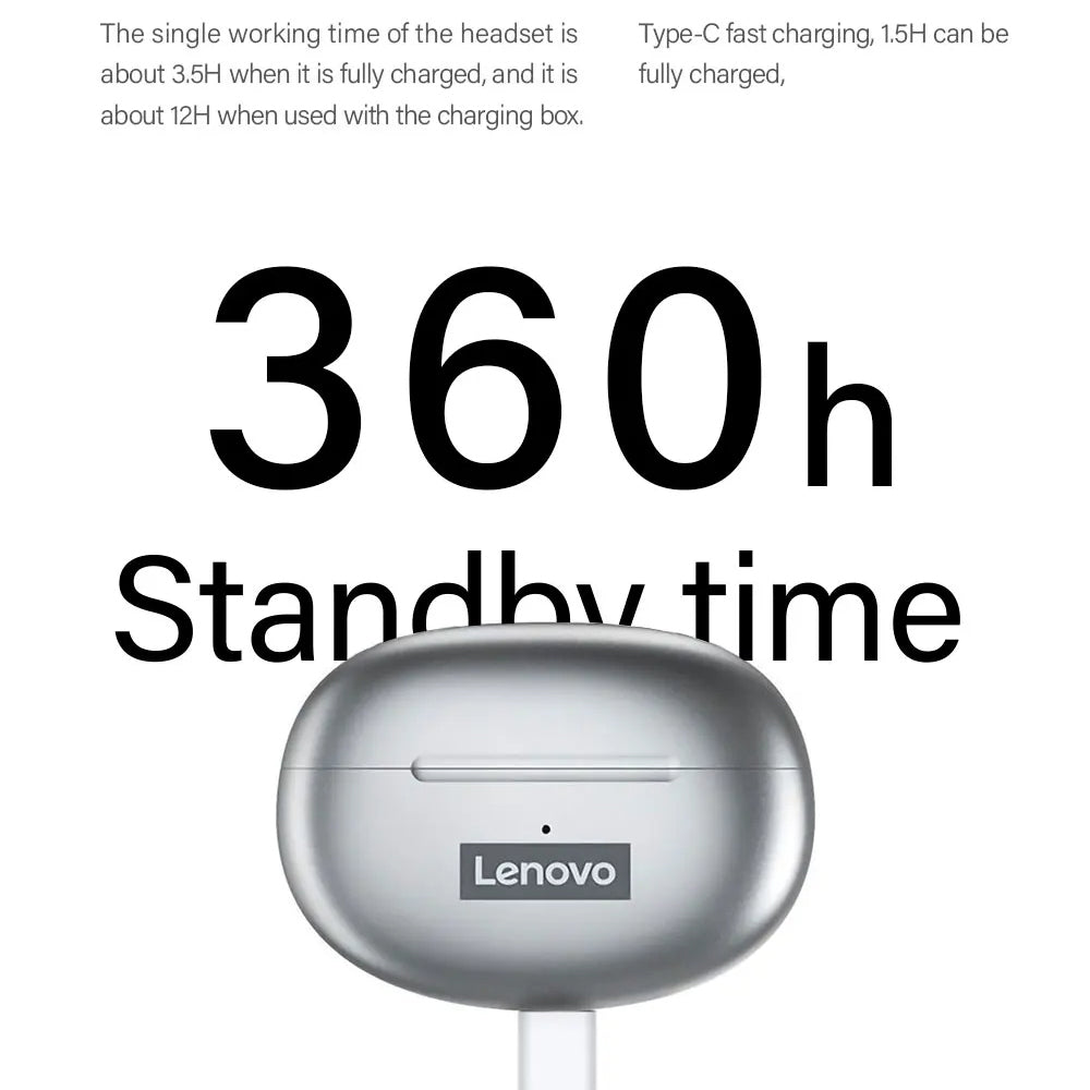 Handsfree Bluetooth Lenovo ThinkPlus LP5, TWS, Бял