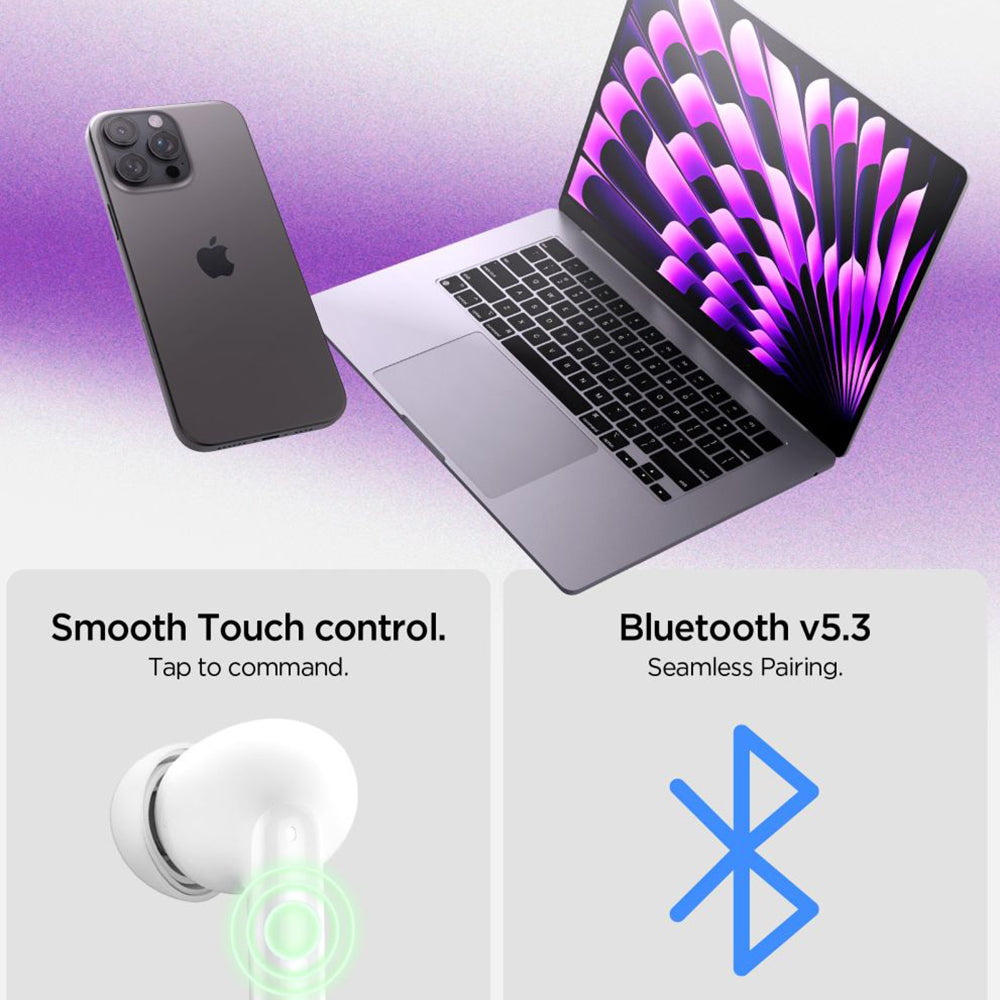 Handsfree Bluetooth Spigen SA2400, TWS, ANC, Бял