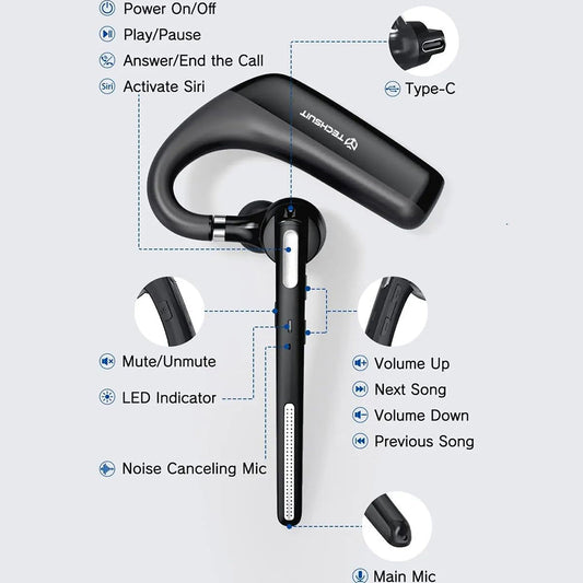 Handsfree Bluetooth Techsuit PowerTalks G6, MultiPoint, A2DP, Черен