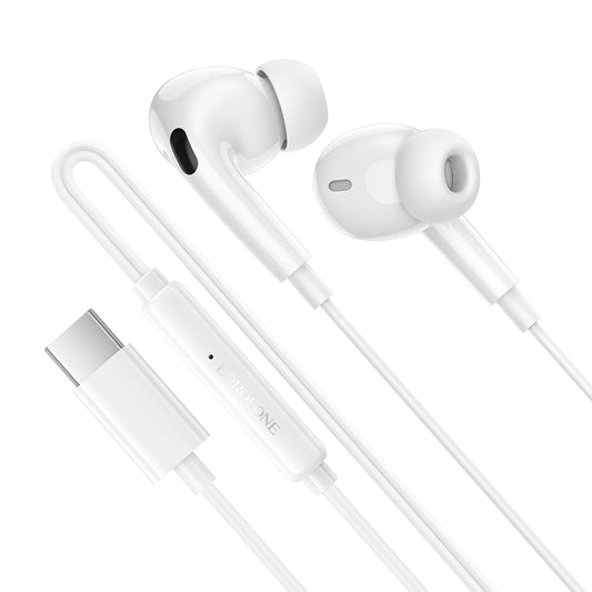 Слушалки с микрофон USB-C Borofone BM100 Pro Fuente, бели