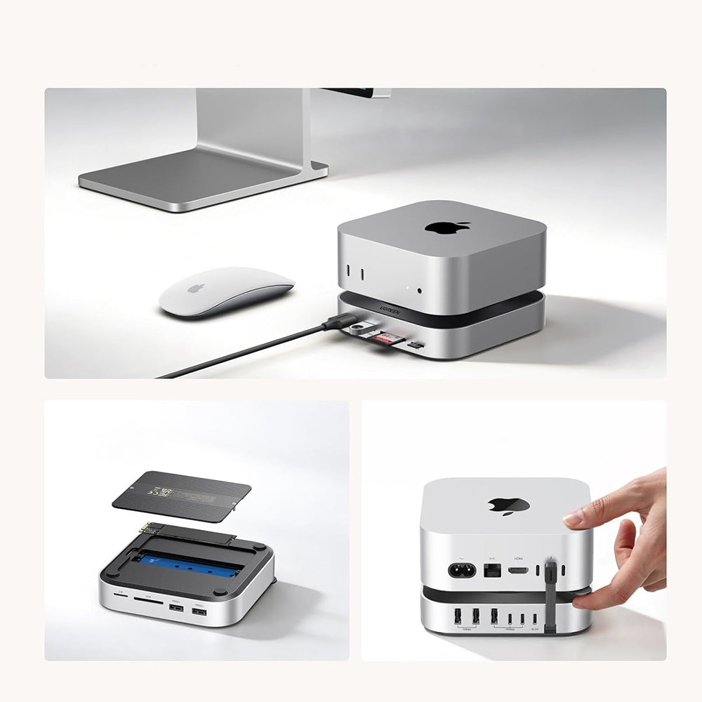 Мултифункционален хъб UGREEN CM841A (95094) за Apple Mac Mini M4 / Mini M4 Pro, 10в1, Сив