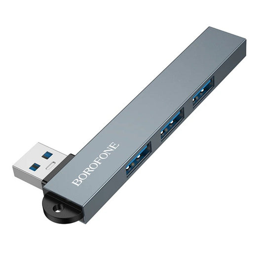 USB хъб Borofone FH1, 4в1, Сив