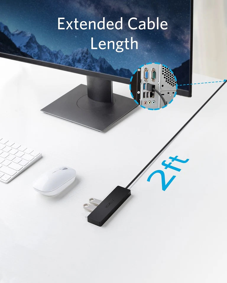 Hub USB Anker, 4 x USB-A 3.0, Черен A7516016