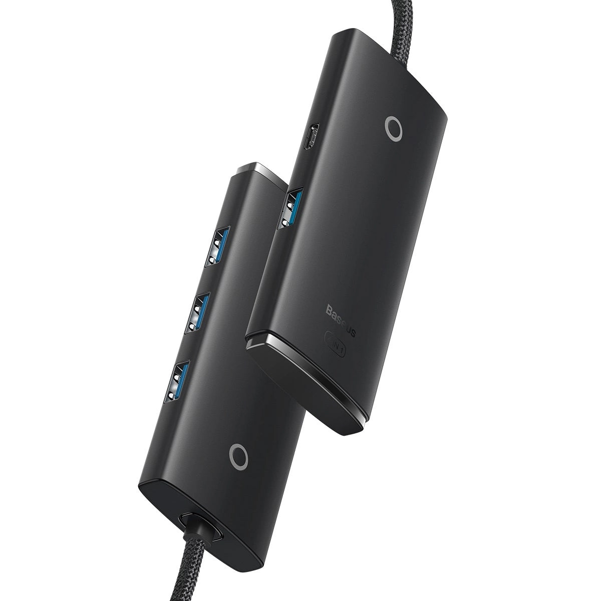Hub USB Baseus Lite, 4 x USB-A 3.0 - 1 x USB-C, 2m, Черен WKQX030201