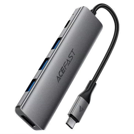 USB-C хъб Acefast J16, 5в1, Сив