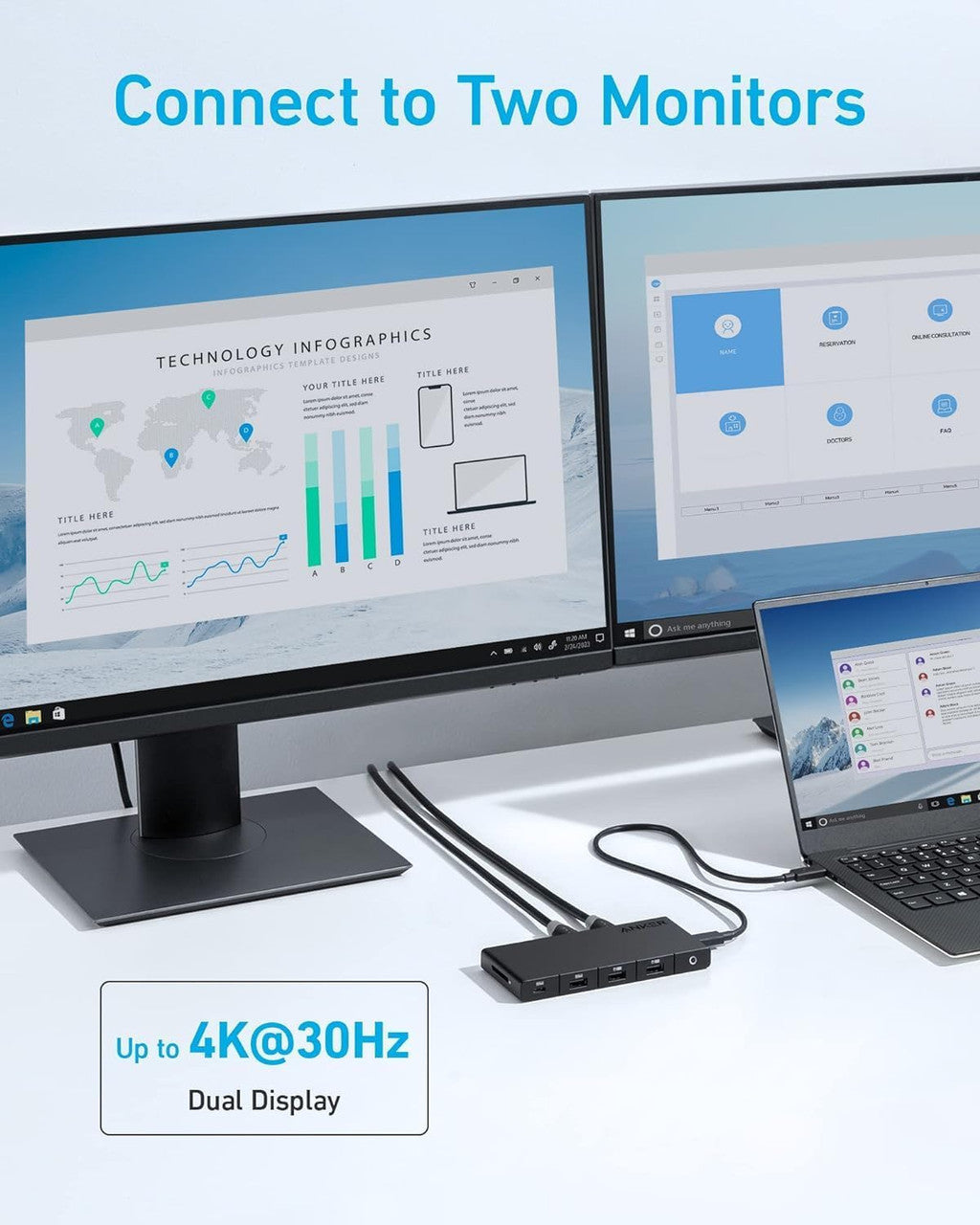 Hub USB-C Anker, 1 x USB-A 3.0 - 2 x USB-A - 3 x USB-C - 2 x HDMI - 1 x RJ45 - 1 x SD, Черен A83A2G11