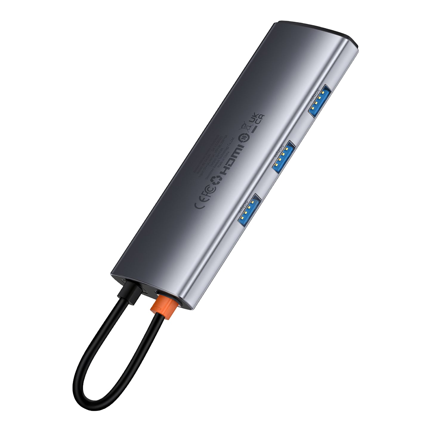 Baseus Joystar USB-C хъб, 3 x USB-A 3.0 - 1 x USB-C - 1 x HDMI - 1 x SD - 1 x microSD, сребрист B0003070881111-00