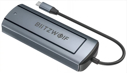 Hub USB-C BlitzWolf BW-Neo TH13, 3 x USB-A 3.0 - 1 x USB-C - 1 x Display Port - 1 x Интерфейс SSD, Сив