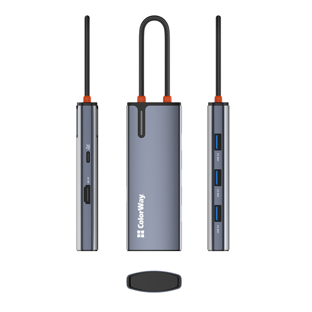 Hub USB-C ColorWay CW-HUB01, 5in1, Сребрист