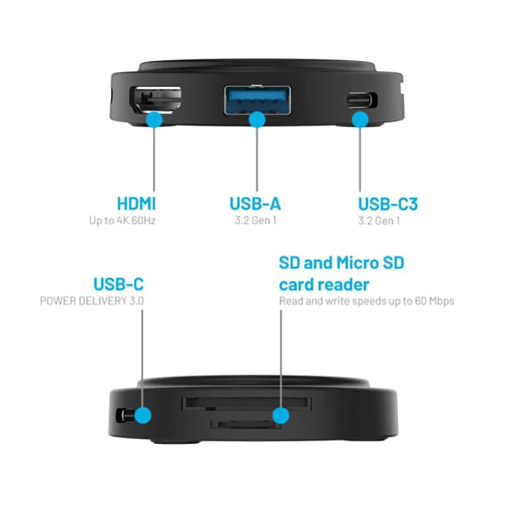 Hub USB-C Fixed MagHub, 7in1, Черен