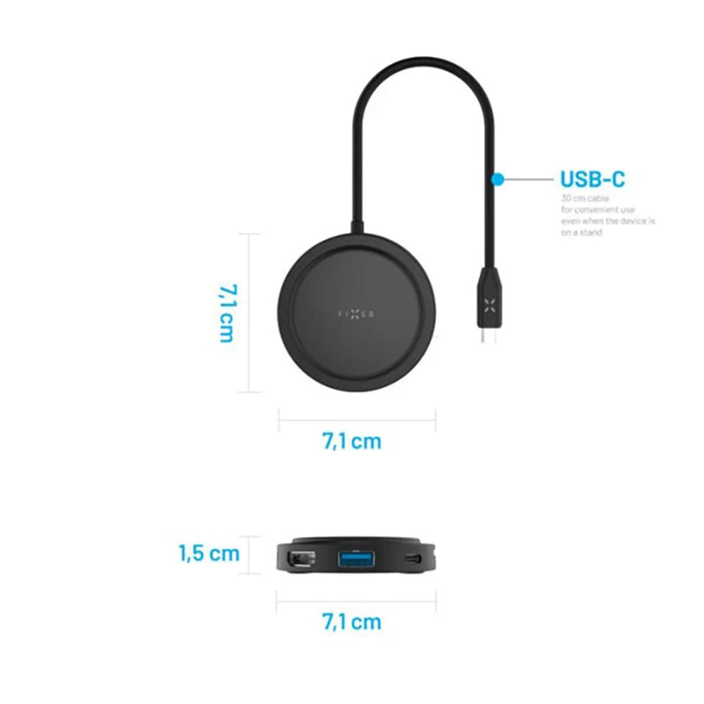 Hub USB-C Fixed MagHub, 7in1, Черен