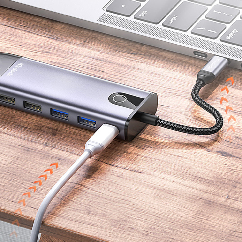 Hub USB-C McDodo HU-7420, 10в1, Сив