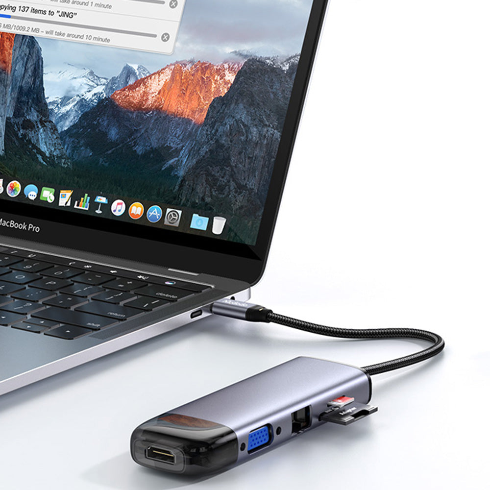 Hub USB-C McDodo HU-7420, 10в1, Сив