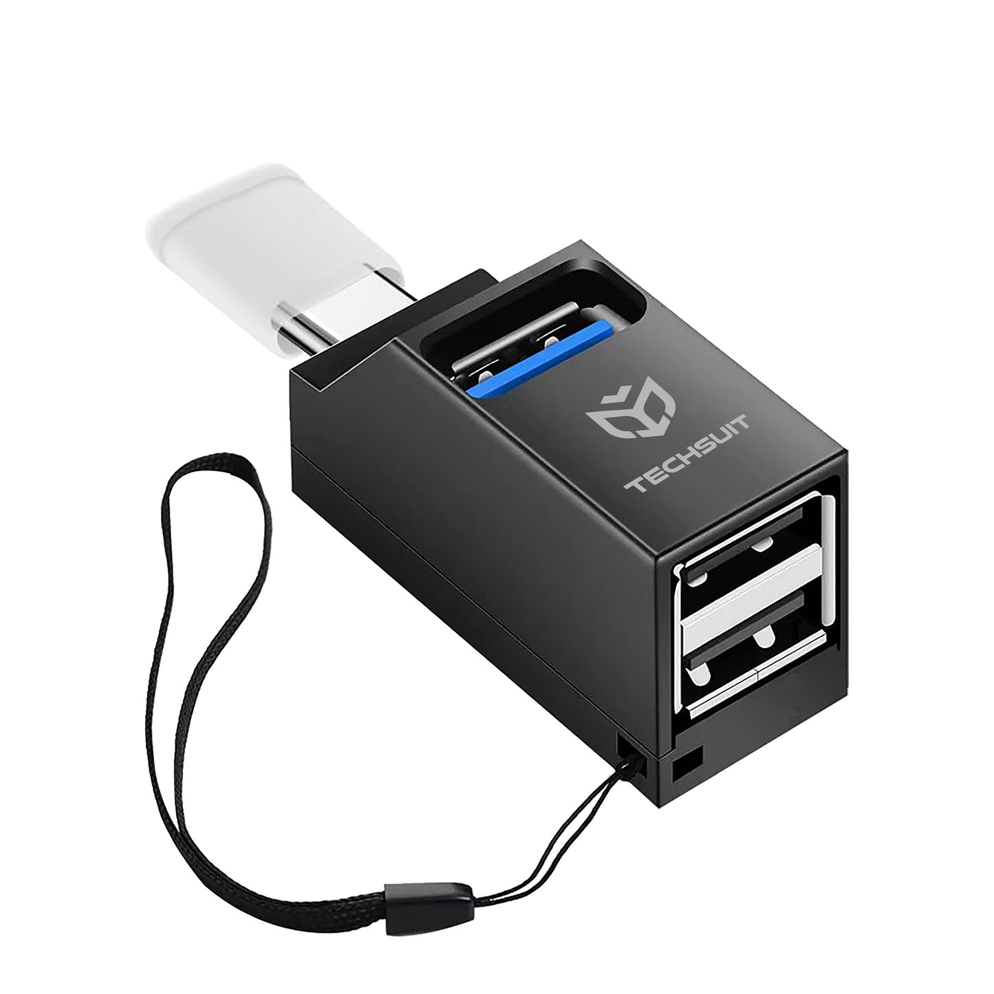 USB-C хъб Techsuit H10 EchoLink, 3в1, Черен