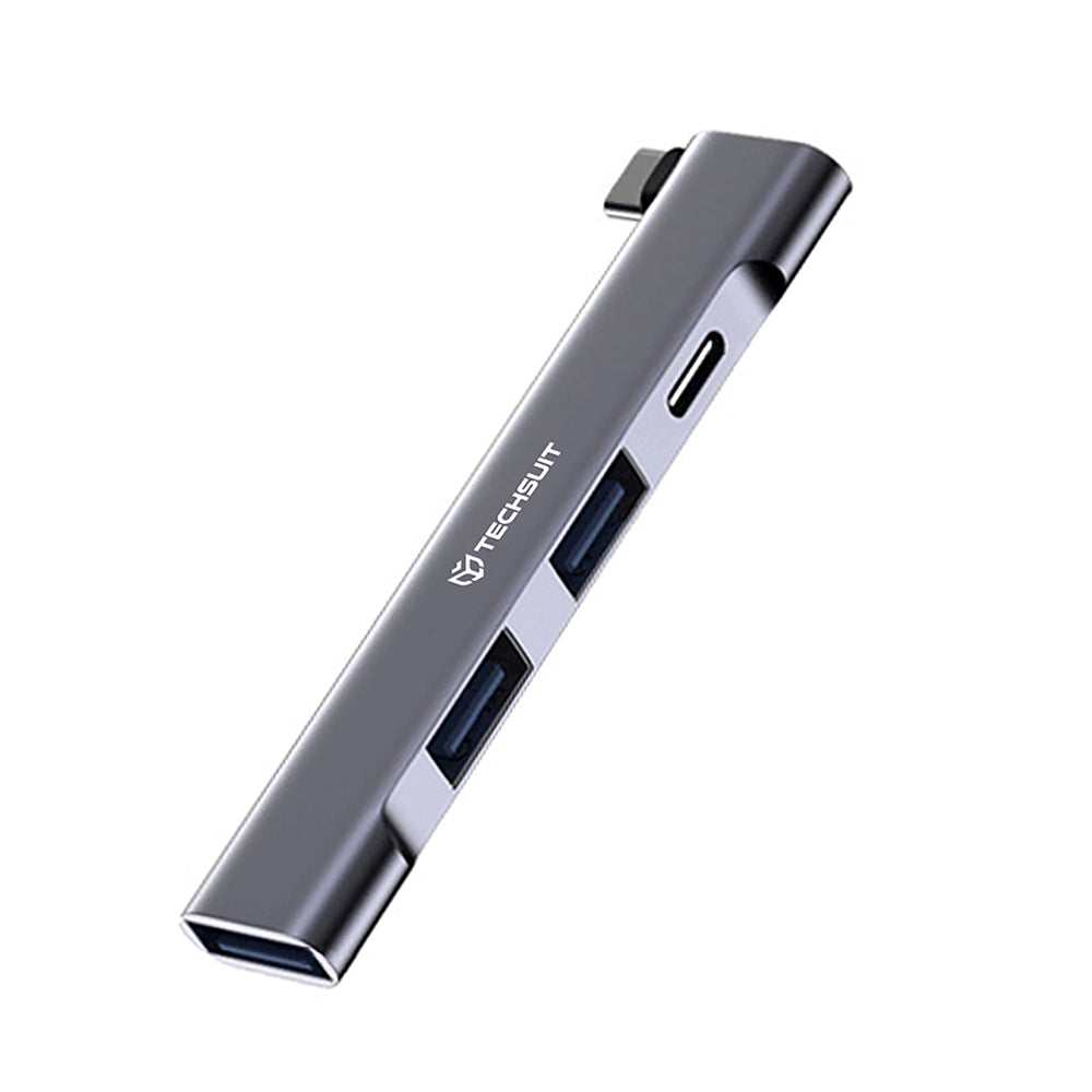 Hub USB-C Techsuit H12 ZenithDock, 4in1, Сив
