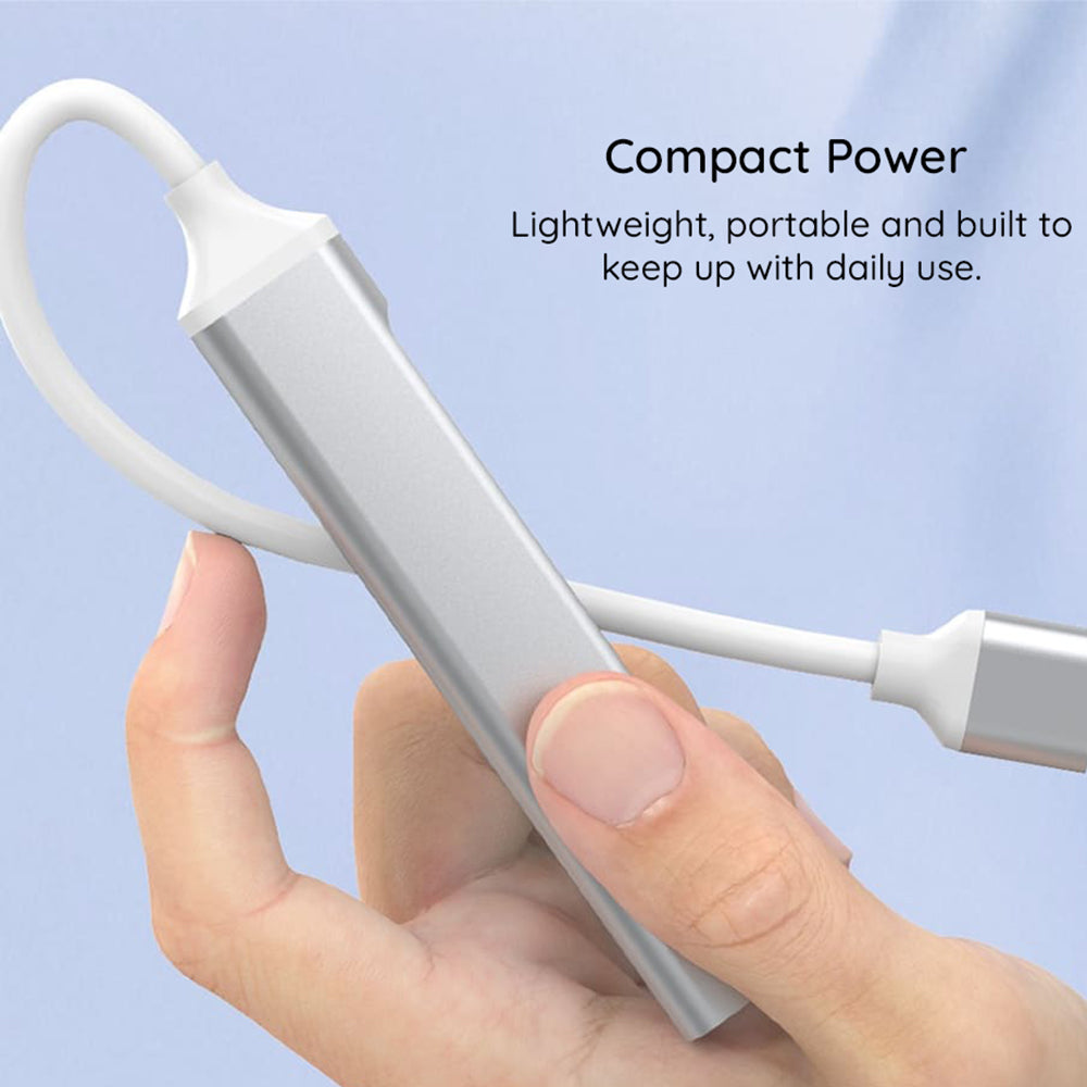Hub USB-C Techsuit H18 PolarisBridge, 4в1, Сиво Бял