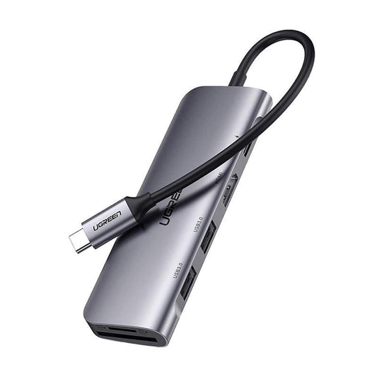 Hub USB-C UGREEN CM195 (15214), 2 x USB-A 3.0 - 1 x USB-C - 1 x HDMI - 1 x SD - 1 x microSD, Сив