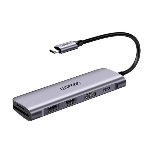Hub USB-C UGREEN CM195 (15214), 2 x USB-A 3.0 - 1 x USB-C - 1 x HDMI - 1 x SD - 1 x microSD, Сив