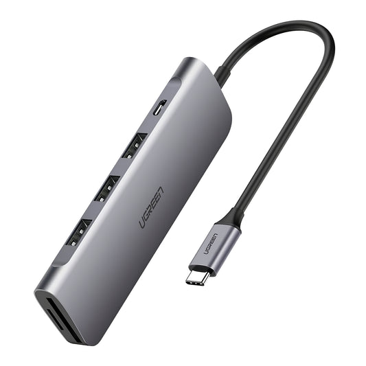 Hub USB-C UGREEN CM195, 2 x USB-A - 1 x USB-C - 1 x HDMI - 1 x SD - 1 x microSD, Сив