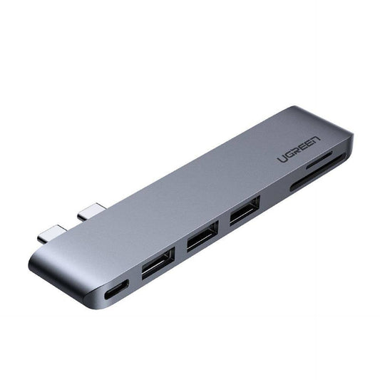 Hub USB-C UGREEN CM251 за Apple MacBook Pro / Air, 3 x USB-A 3.0 - 1 x USB-C - 1 x SD - 1 x microSD, Сив