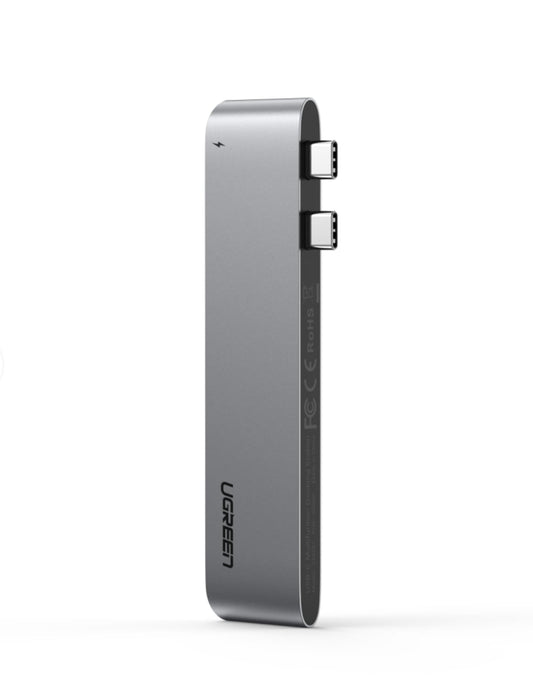 Hub USB-C UGREEN CM251 за Apple MacBook Pro / Air, 3 x USB-A 3.0 - 1 x USB-C - 1 x SD - 1 x microSD, Сив