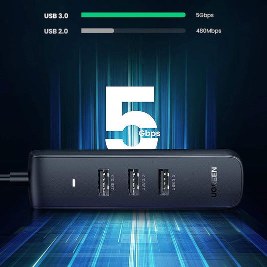 USB-C хъб UGREEN CM416 (10916), 4 x USB-A 3.0, Черен