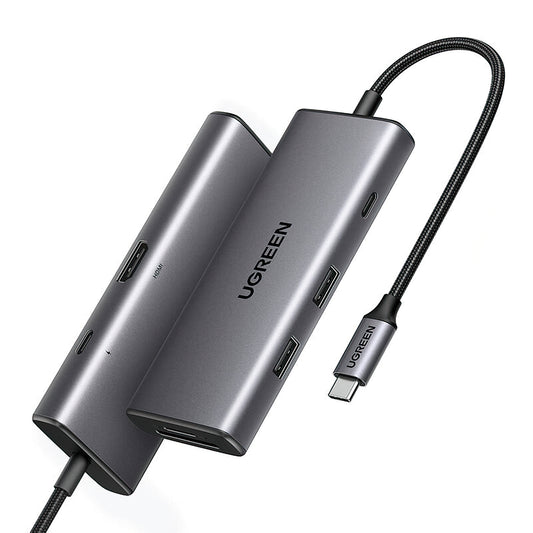 Hub USB-C UGREEN CM498 (15531), 2 x USB-A 3.2 - 2 x USB-C - 1 x HDMI - 1 x SD - 1 x microSD, Сив