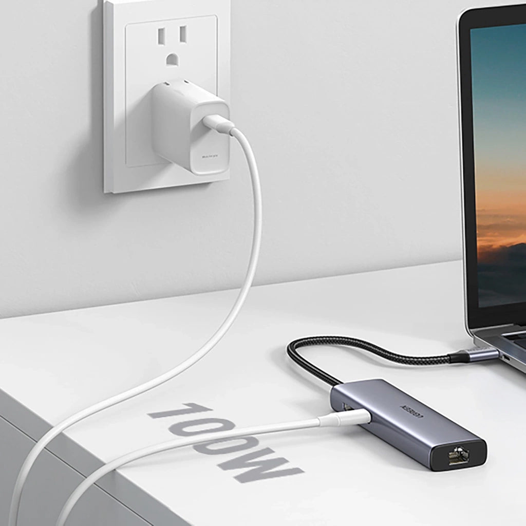 Hub USB-C UGREEN CM512 (90568), 2 x USB-A 3.0 - 1 x USB-C - 1 x HDMI - 1 x RJ45 - 1 x SD - 1 x microSD, Сив