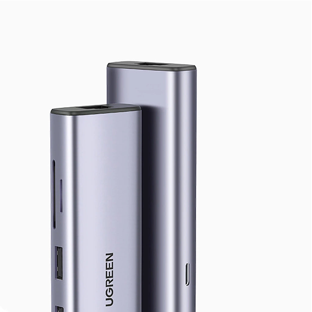 Hub USB-C UGREEN CM512 (90568), 2 x USB-A 3.0 - 1 x USB-C - 1 x HDMI - 1 x RJ45 - 1 x SD - 1 x microSD, Сив