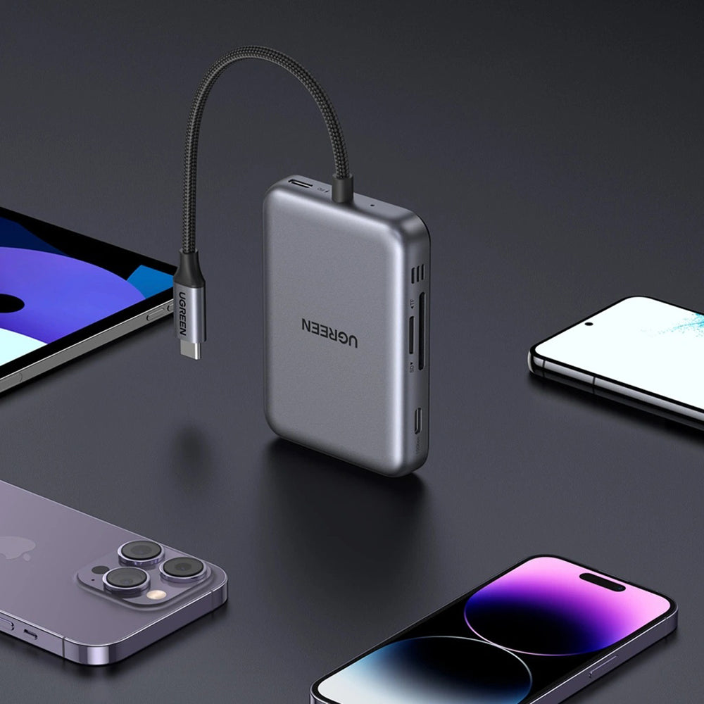 Hub USB-C UGREEN CM896 (65759), 7в1, Сив