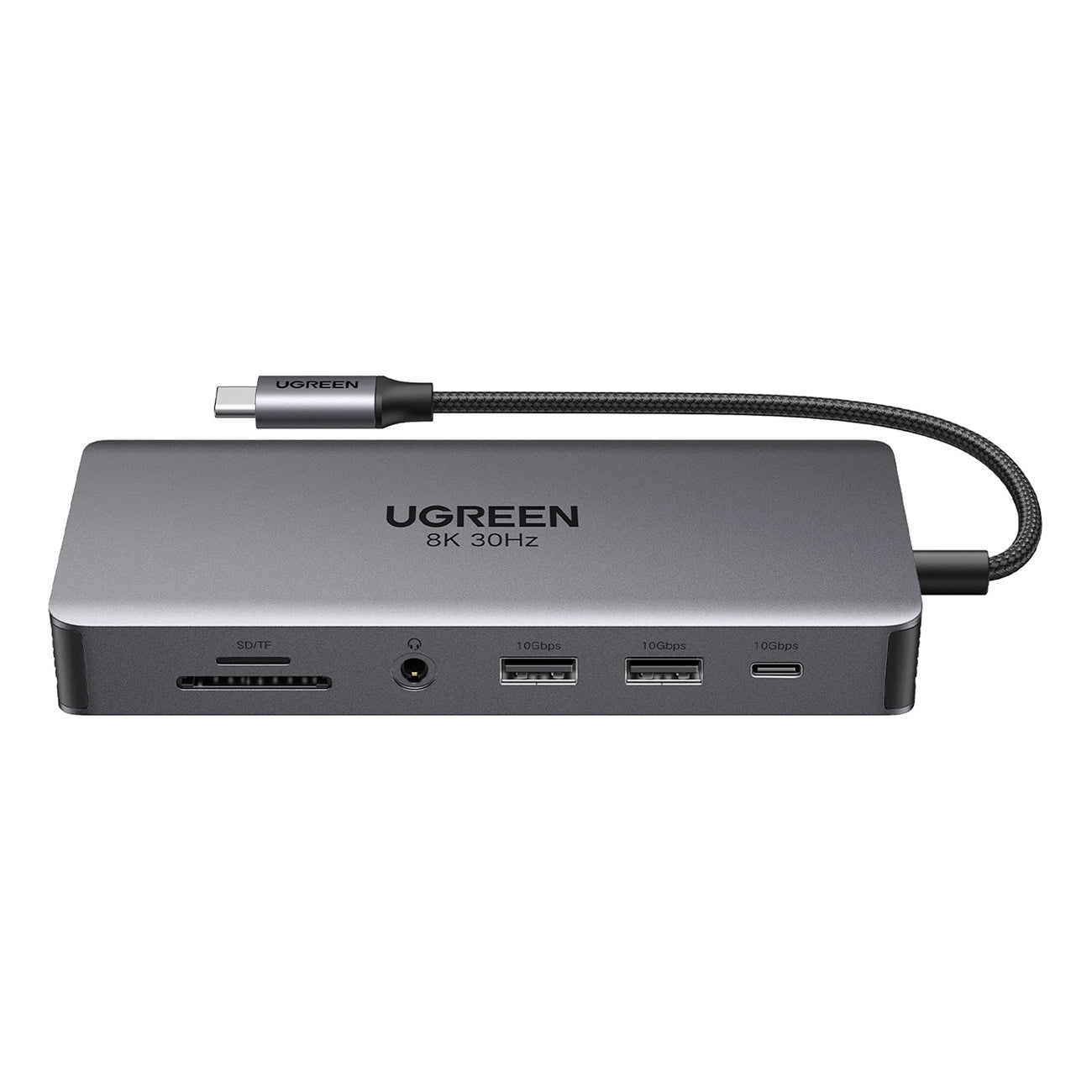 Hub USB-C UGREEN Revodok Pro 313 CM681, 2 x USB-A 3.2 - 1 x USB-A 3.0 - 2 x USB-C - 2 x HDMI - 1 x Jack 3.5mm - 1 x RJ45 - 1 x SD - 1 x microSD, Сив