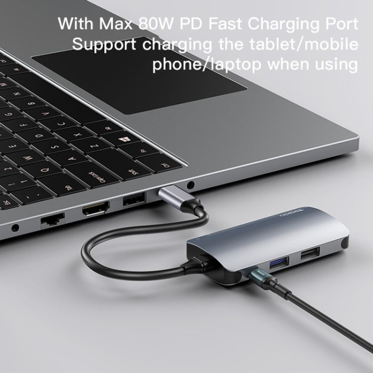 Hub USB-C Yesido HB15, 6в1, Сив
