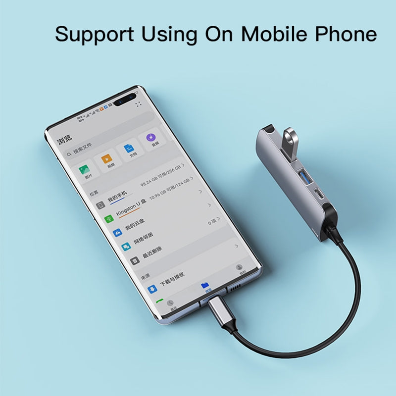 Hub USB-C Yesido HB15, 6в1, Сив