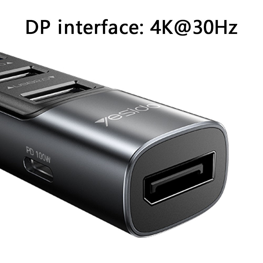 Hub USB-C Yesido HB23, 5в1, Сив