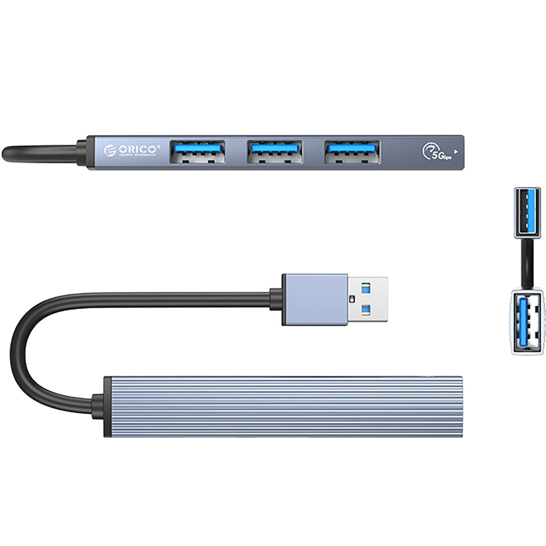 USB хъб Orico AH-A13, 1 x USB-A 3.0 - 3 x USB-A, Сив