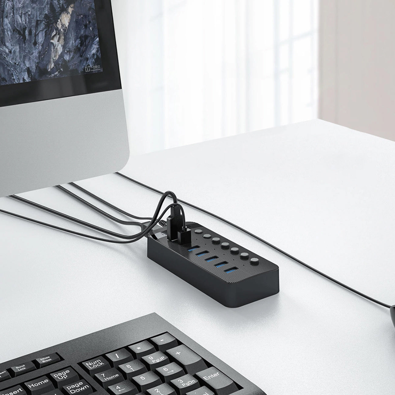 Orico CT2U3-7AB USB Hub, 7 x USB-A 3.0, Black