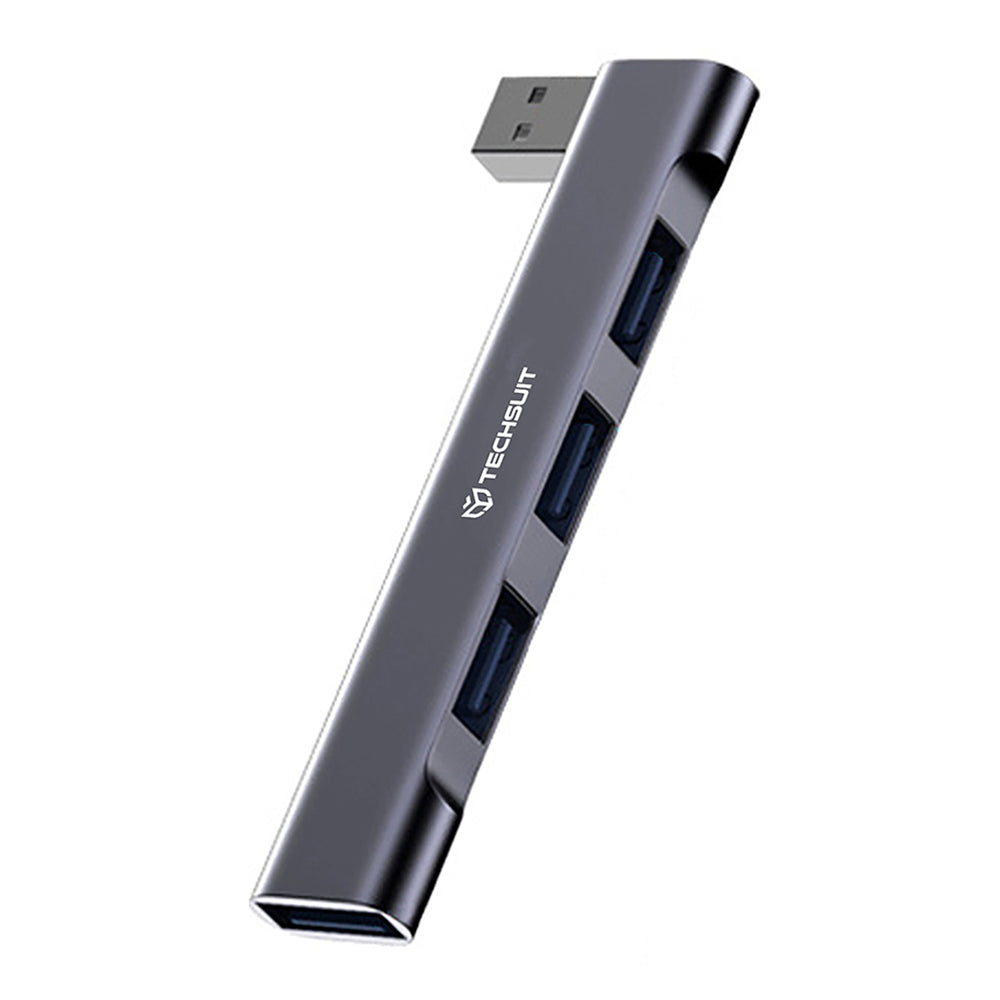 USB хъб Techsuit H14 ZenithDock, 4в1, Сив