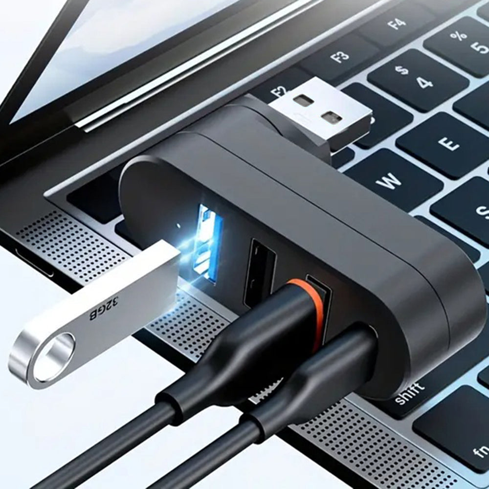 USB хъб Techsuit H17 SplitterNode, 4в1, Черен