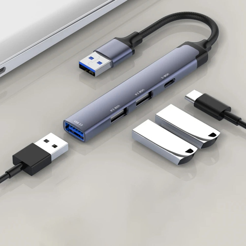 Techsuit H19 PolarisBridge USB Hub, 4in1, White Gray