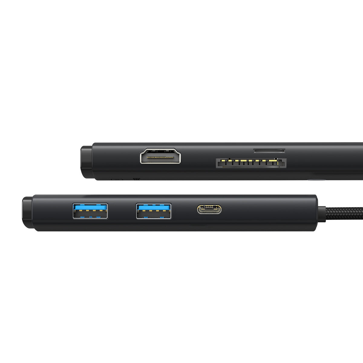 Hub USB-C Baseus Lite, 2 x USB-A 3.0 - 1 x USB-C - 1 x HDMI - 1 x SD - 1 x microSD, Черен WKQX050101